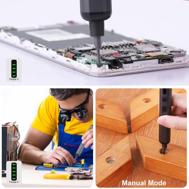 Mini Electric Screwdriver Set, 69 in 1 Small Electric Precision Screwdriver Set - 64 S2 Magnetic Bits, 5 Torque Settings, 4 LED Lights, Mini Electric Screwdriver Repair Kit for Computer Campera Phone