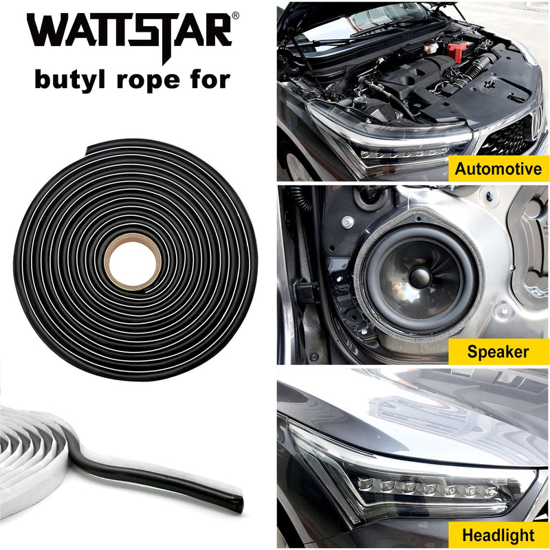 wattstar Black Butyl Tape, 3/8'' x 15ft Headlight Sealant, Black RV Sealant Tape for Car/RV Headlamps, Taillights, Windshields, Windows and Doors, 1PC 1 pc