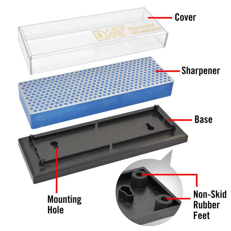 DMT (Diamond Machining Technology) 6-inch Diamond Whetstone Sharpening Stone with Plastic Case - Coarse, W6CP