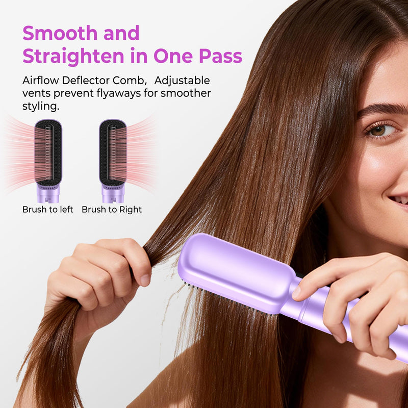 UMIGA All-in-One Hot Air Styler, Hair Air Styler 5 in 1 Set, Multi-Styler | Airbrush - Blow Dryer Brush Set with Curler, Straighten, Wavy, Smooth, Magic Styler for Travel and Home Hair Styling Purple