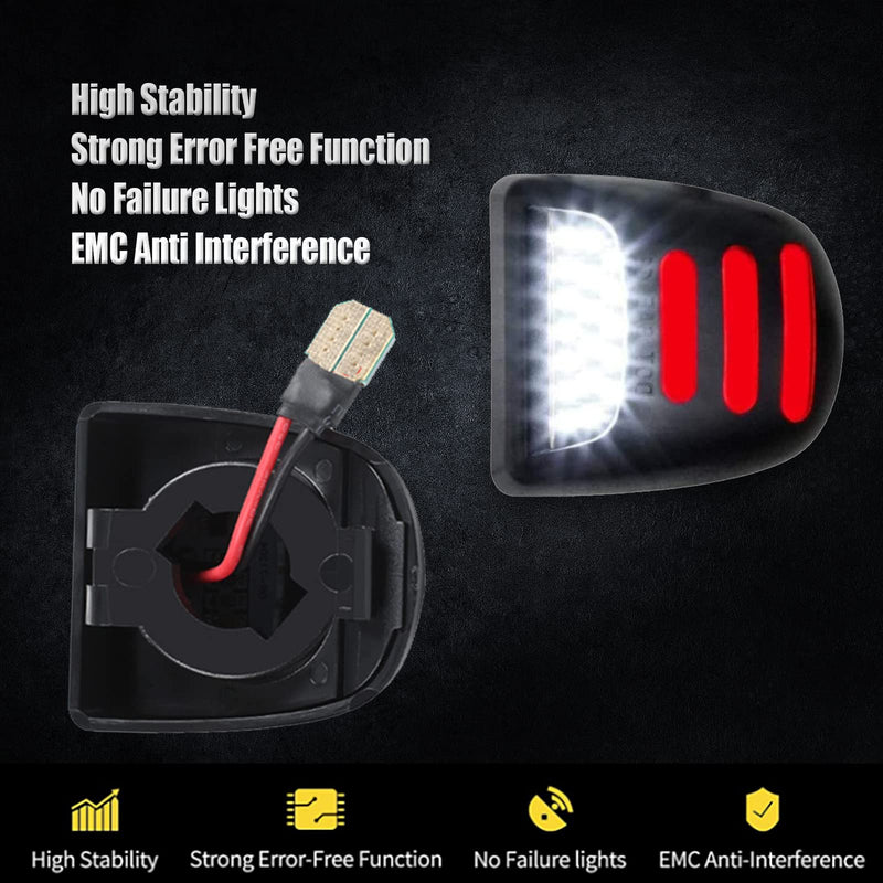 Bestview LED License Plate Light Tag Lamp Assembly - Tag Lights Led with Red OLED Neon Tube - Compatible with Chevy Silverado Suburban Tahoe GMC Sierra 1500 2500 3500 HD Escalade EXT, 2 Pieces Red&White LED