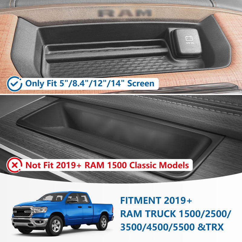 sukemichi Phone Mount for Dodge RAM Truck 1500/2500/3500 & TRX 2019+ Accessories, Dash Platform Phone Mount Magsafe Fit 5"/8.4"/12"/14" Screen, Cell Phone Holder for NATO Rail
