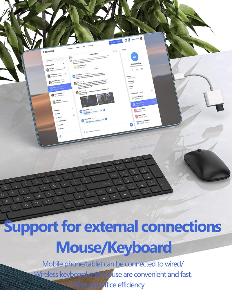 USB C 2 in 1 Charging Adapter USB A to C OTG Cable USB-C 3.0 Splitter Connector Keyboard hub for iPhone 15 Pro Max for iPad for MacBook Air for Compatible with Samsung