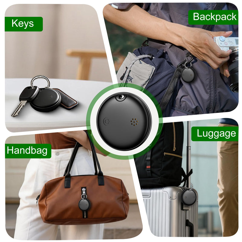 2026 Upgrade 4-Pack Smart Bluetooth Tracker – Android AirTag, Works with iOS Find My & Android Find Hub, IP68 Waterproof, Loud Ring, Replaceable Battery, for Luggage Keys Wallet Backpack
