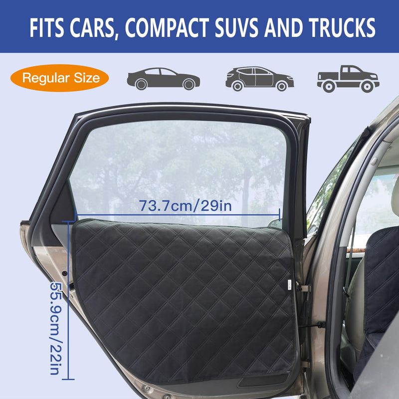 Dog Car Door Protector – Anti-Scratch/Stain-Resistant, Window-Roll-Compatible, No Tint Damage, 2-Pack, Secure Fit for Car/SUV/Truck Black Regular