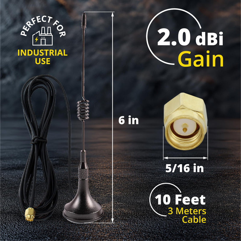 Dual Band WiFi Antenna 2.4GHz 5GHz 5.8GHz 2dBi Magnetic Antenna RP-SMA Male Antenna for WiFi Router Wireless Network 1 PACK