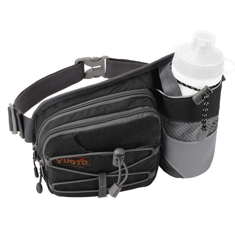 Waist Pack with Water Bottle Holder for Running Walking Hiking Fanny Pack Hydration Belt Black