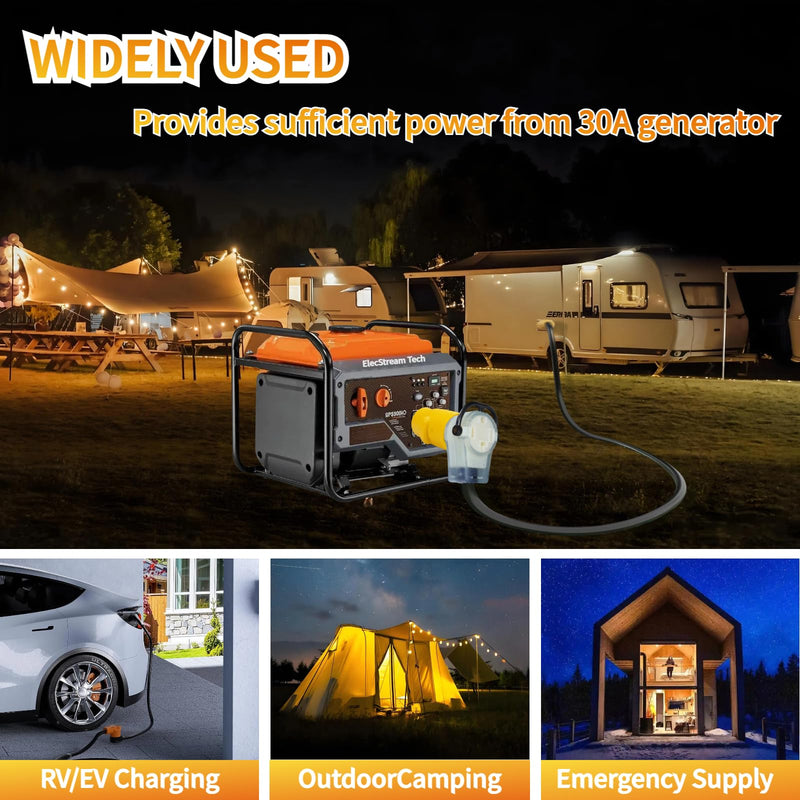 NEMA L14-30P to 14-50R Generator Adapter, 30A to 50A 125/250V 4 Prong Twist Lock Plug,Heavy Duty RV/Camper/Tesla Charging Adapter for Dryer, Power Inlet & Electrical Outlets.