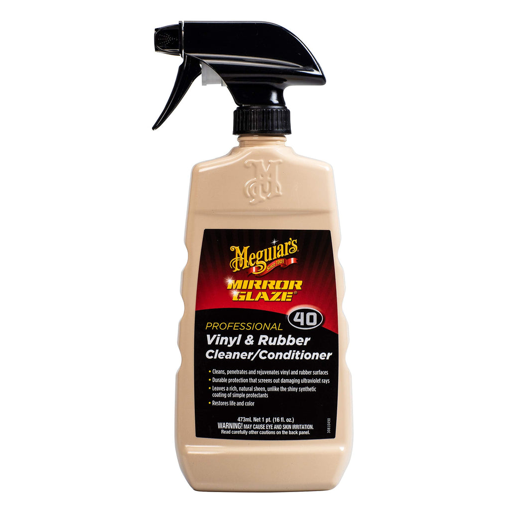 Meguiar's Professional Vinyl and Rubber Cleaner Conditioner M4016 - Pro-Grade Vinyl Cleaner & Rubber Cleaner for Interior and Exterior, Screens out UV Rays while Leaving Behind a Natural Sheen, 16 Oz Standard