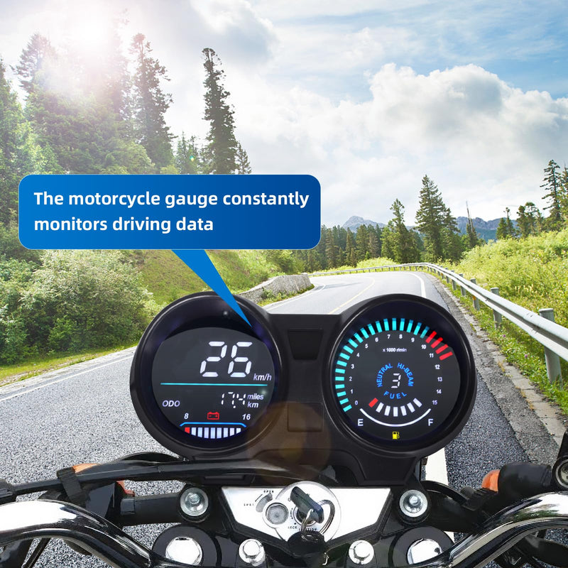 MH Motorcycle Speedometer Tachometer MPH/KM Digital Speed Gauge Odometer Fuel Indicator 5 Gear 15000r/min for Brazil TITAN150 CG150 Honda CG150 2004-2009 Fan150 Suzuki GN 125