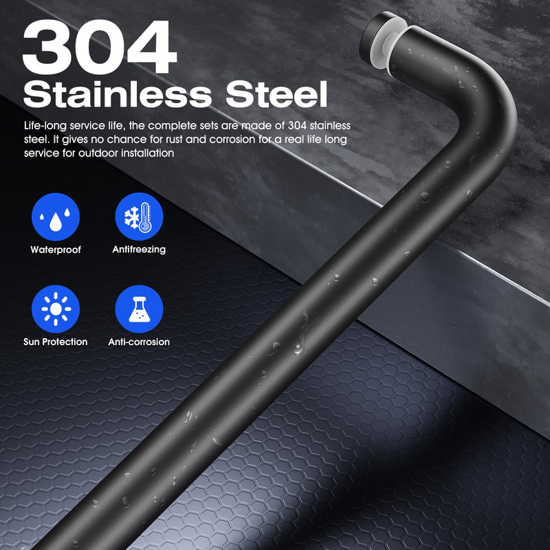 Ranbo Glass Shower Door Towel Bar 20 Inch Stainless Steel Sliding Shower Door Handle Replacement with Matte Black Finish for Commercial and Residential Glass Doors