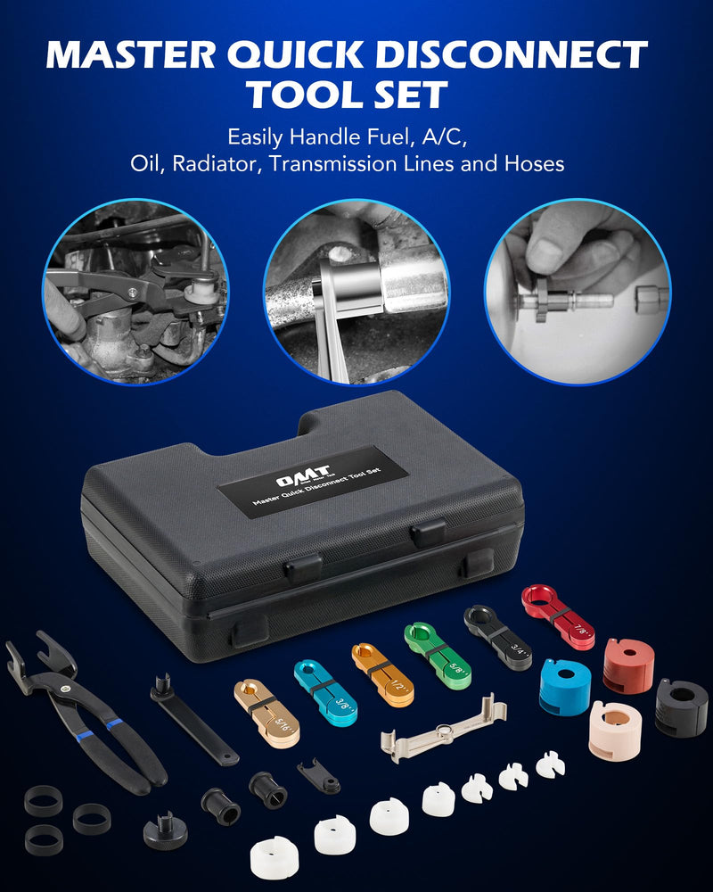 Orion Motor Tech 26pc Fuel Line Disconnect Tool Set, Master Quick Disconnect Tool Kit with Fuel and AC Disconnect Pliers, Fuel Line Removal Tool Set for AC Fuel & Transmission Systems, Black