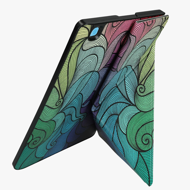 kwmobile Case for Kobo Aura ONE - Ultra Slim Fit Premium PU Leather Cover with Stand - Dark Pink/Blue/Green Multicolor 08-04-07