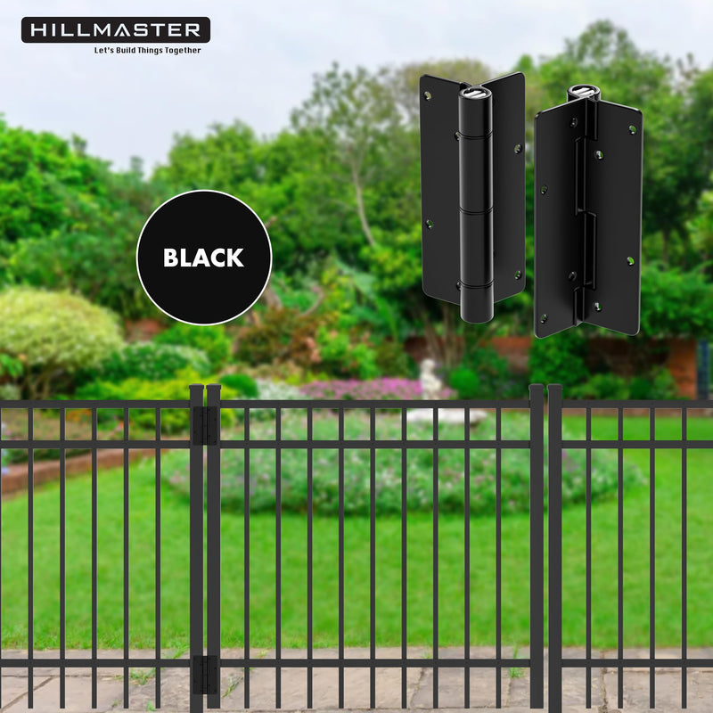 5-3/4" Self Closing Aluminum Gate Hinges for Metal Gates,Heavy Duty Fence Door Hinges for Pool Gate, Adjustable Tension Hinges for Vinyl Fence,Hinges for Indoor Outdoor,Gate Hardware,2Pack,Matte Black