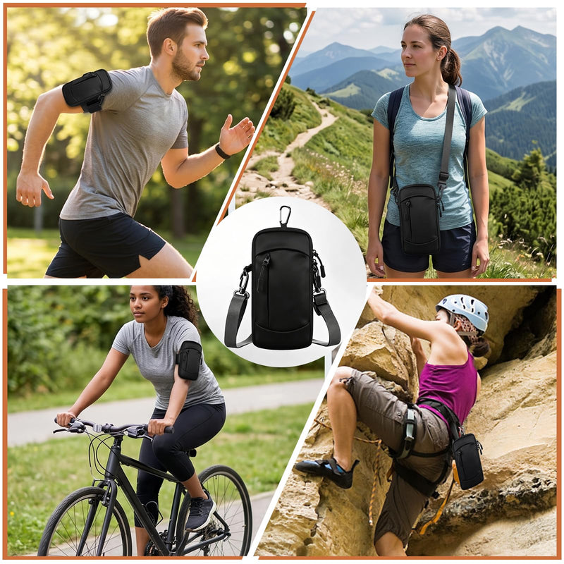 Waterproof Cell Phone Crossbody Bag with Arm Band, Removable Shoulder Strap Phone Holder Pouch for iPhone Android Up to 7'', for Running Hiking Travel Workout