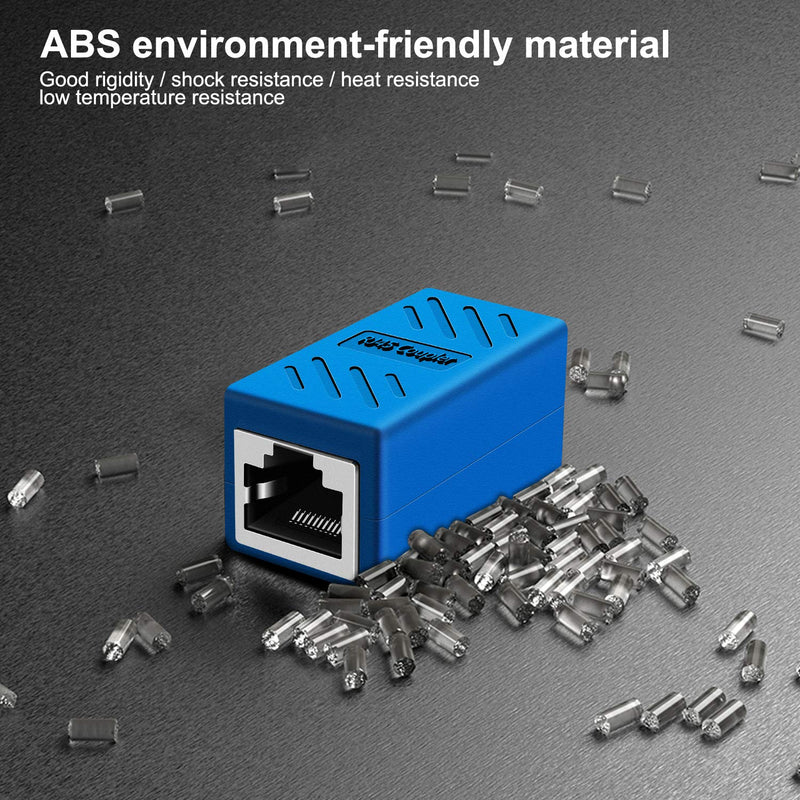 RJ45 Coupler in-Line Cat 7/Cat 6/Cat 5e Ethernet Cable Extender Adapter Female to Female (RJ45 Coupler Blue 6 Pack) 6 PCS