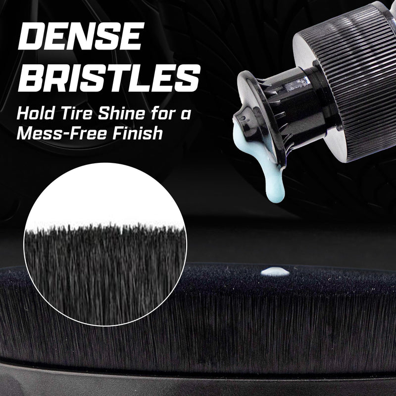 Brug's Pro Tire Shine Applicator Brush, 4 Inch Wide Head, Soft Bristles with Stand