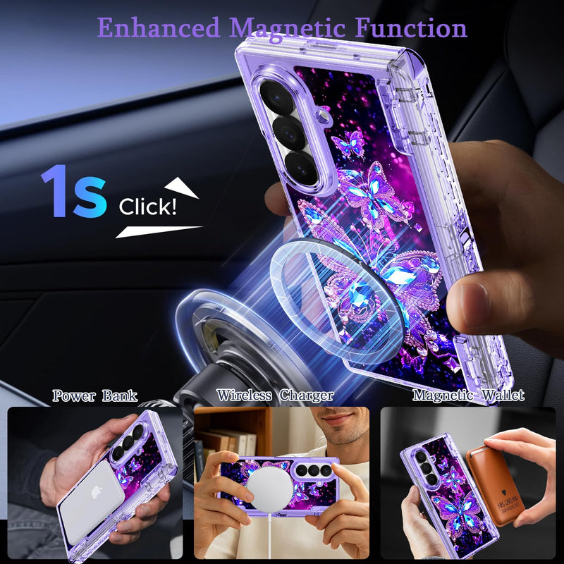 Miqala for Galaxy Z Fold 8 Ultra Case,[Glow in The Dark][Compatible with Magsafe][Hidden Stand][Built-in Screen Protector][Hinge Protection] Slim Case for Samsung Galaxy Z Fold 8 Ultra,Butterfly Dark Butterfly
