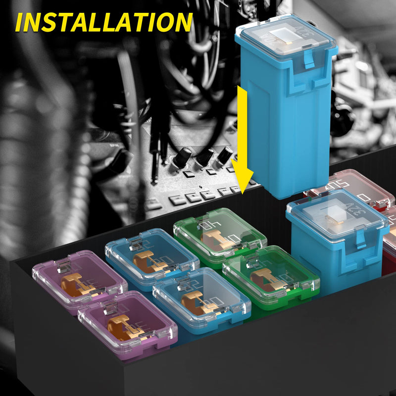 Joinfworld 36 Pcs Jcase Fuse Automotive Tall/Standard and Low Profile Jcase Box Shaped Fuses Assortment Kit (20A, 30A, 40A, 50A, 60A, 80A) for Ford Chevy/GM Nissan and Toyota Pickup Trucks Cars SUVs Low and Tall/Standard Profile