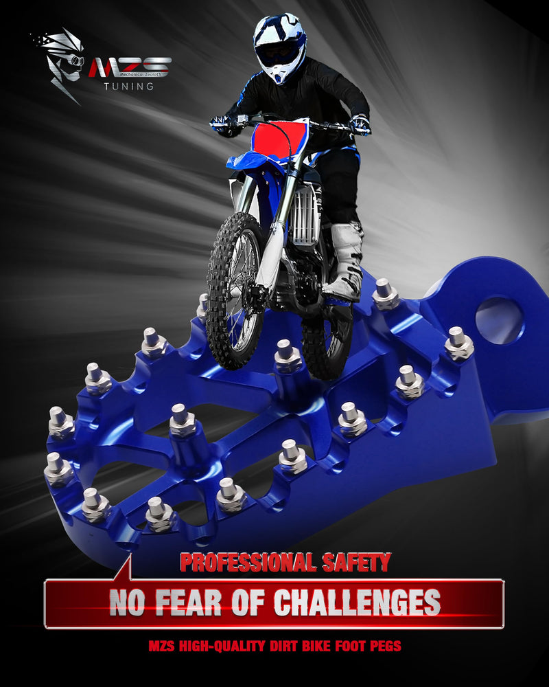 MZS Dirt Bike Foot Pegs, CNC Motocross Footpeg MX Footrest Rest Pedal Blue Compatible with YZ65 YZ85 YZ125 YZ250 YZ250F YZ125X YZ250X YZ426F YZ450F YZ450FX YZ250FX WR250F WR450F YZ 65/85/125/250/250F/250X/426F/450F,WR 250F/450F