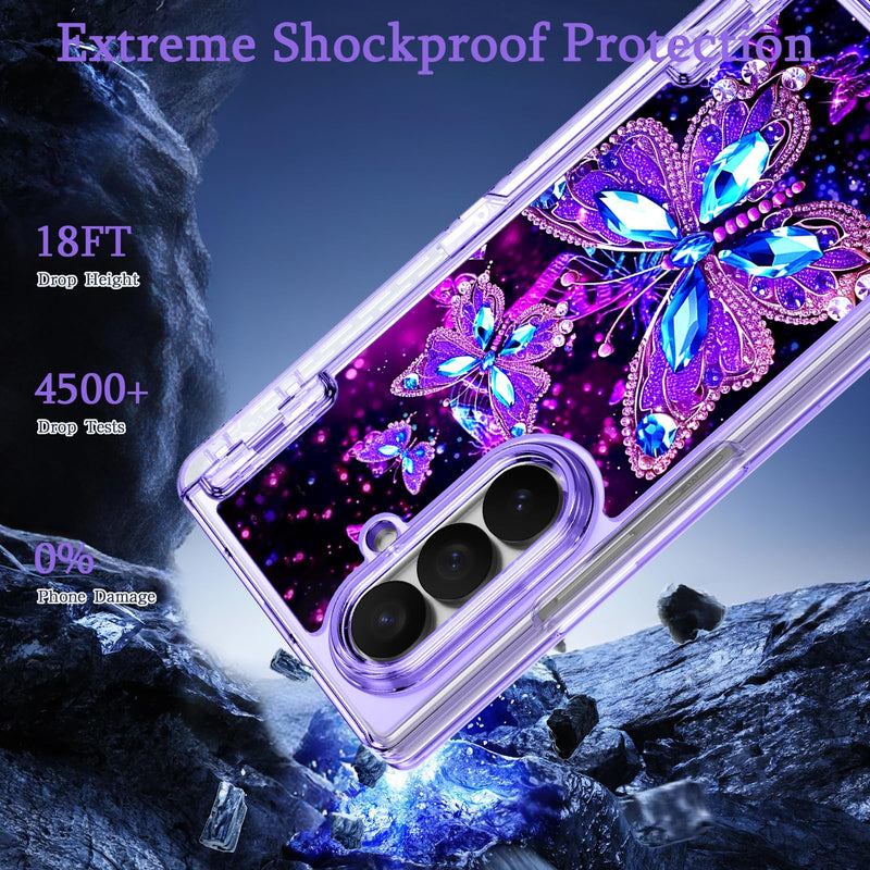 Miqala for Galaxy Z Fold 8 Ultra Case,[Glow in The Dark][Compatible with Magsafe][Hidden Stand][Built-in Screen Protector][Hinge Protection] Slim Case for Samsung Galaxy Z Fold 8 Ultra,Butterfly Dark Butterfly