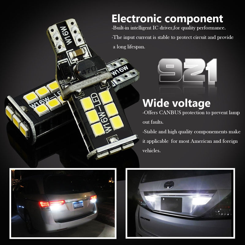 JDM ASTAR Super Bright Error Free 921 912 3035 Chips White LED Bulbs For Backup Reverse Lights Only