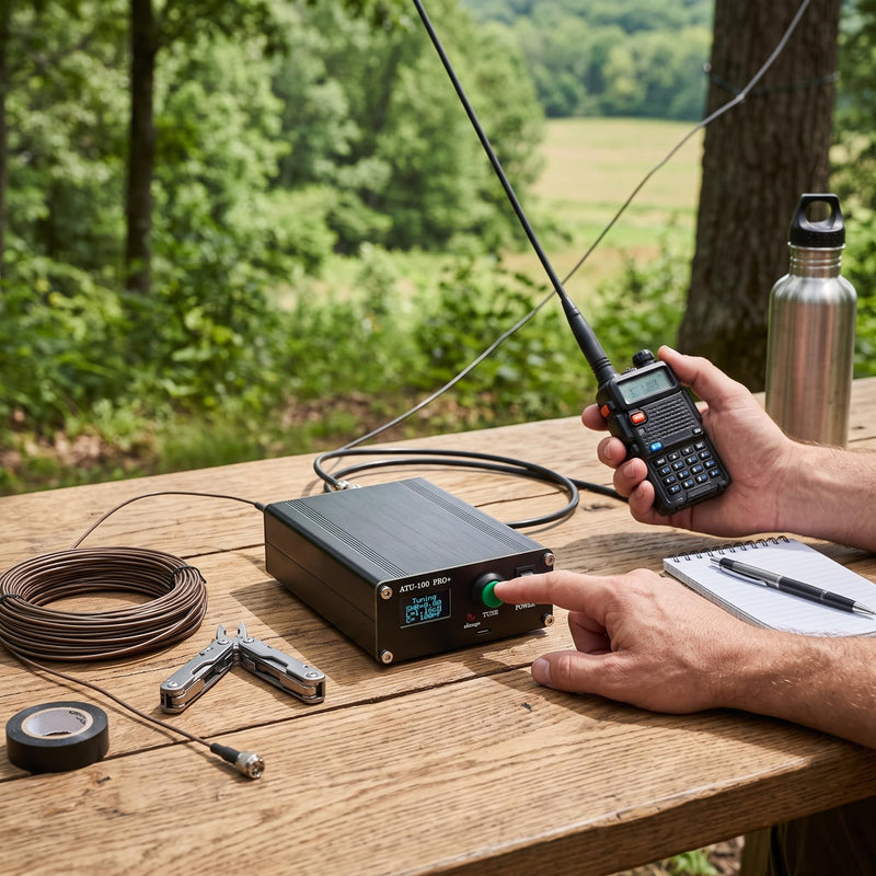 Pomya Auto Tuner for Ham Radio 1.8-55MHz | ATU 100 Pro 100W HF Tuner with Aluminum Box/Cover & OLED Display