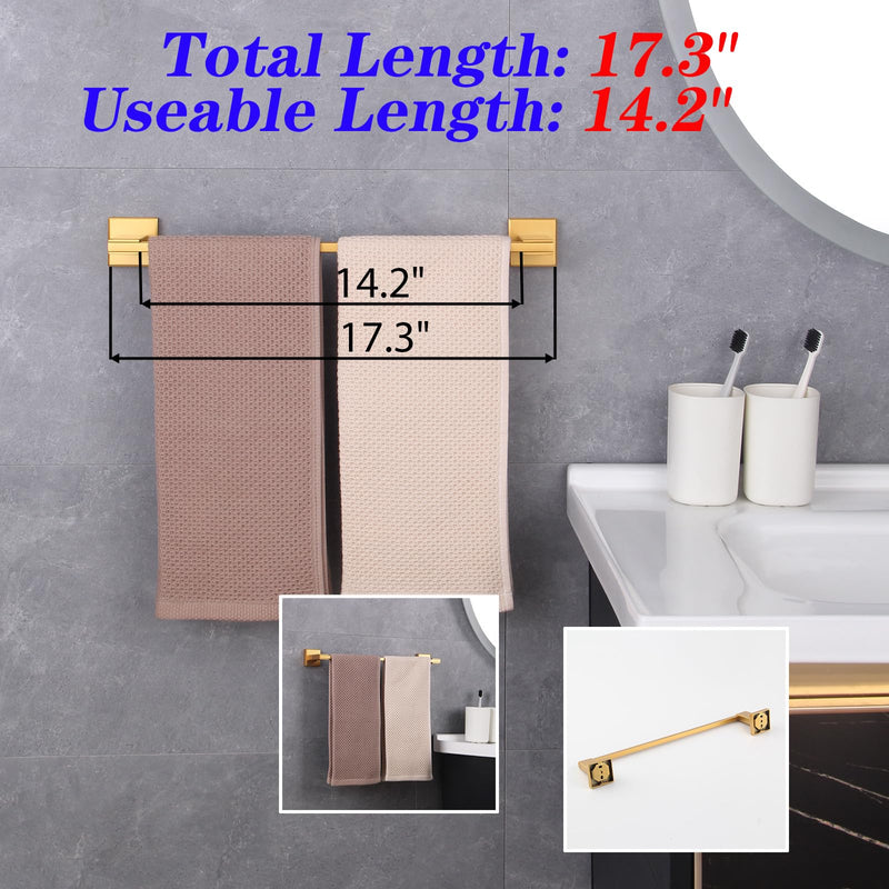 GERZWY 18-Inch Gold Towel Rack, Single Towel Bars for Bathroom, Wall Mounted Stainless Steel Hand Towel Holder JG1901A45-BE