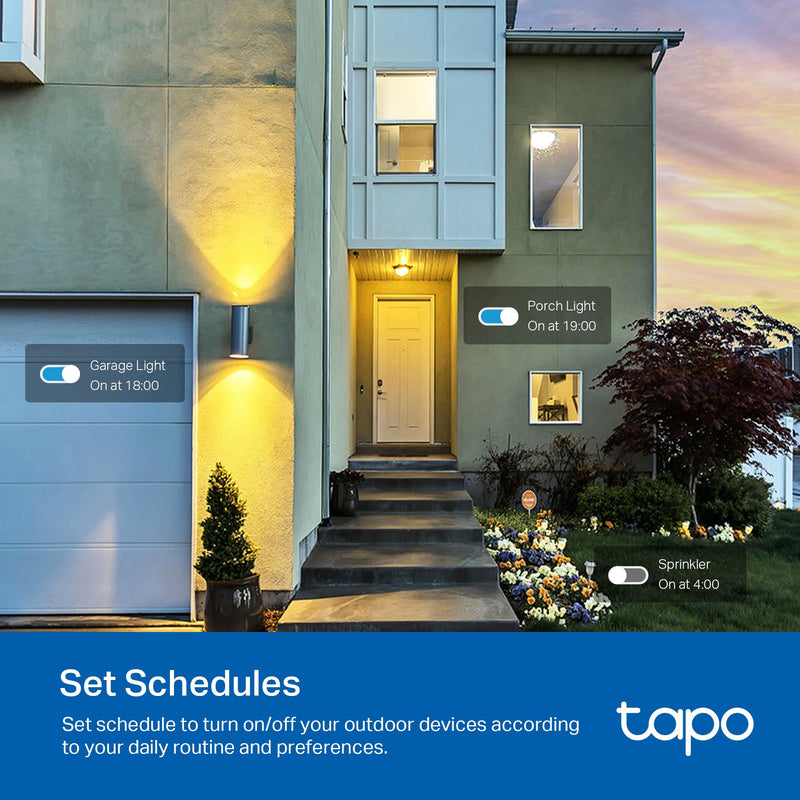TP-Link Tapo Matter Outdoor Smart Plug, 2 Individual Outlets, IP65 Weather Resistance, Works with Apple Home, Alexa, Google Home, Long Wi-Fi Range, 2.4G Wi-Fi Only, ETL Certified (Tapo P400M) 2-Socket