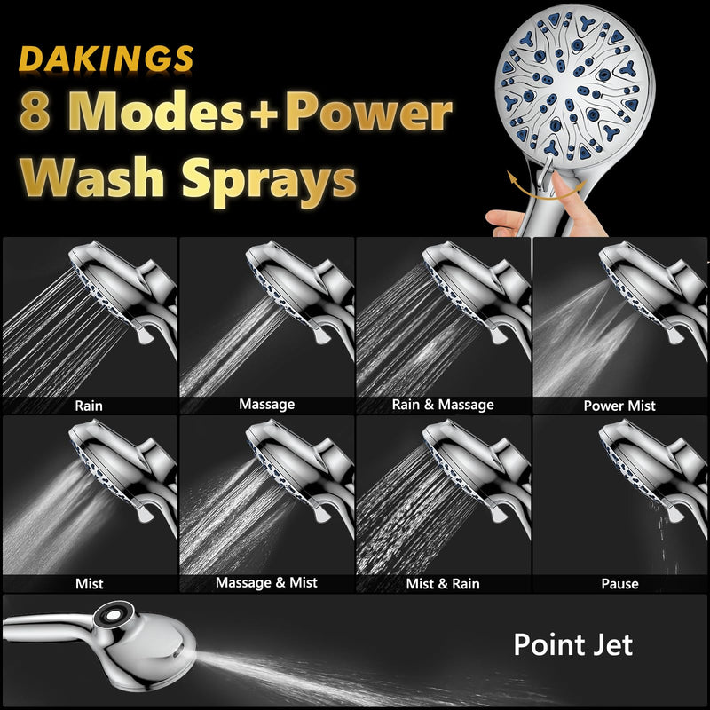 High Pressure Filtered Shower Head with Handheld, Upgrade Magnetic 10-Mode Handheld Showerhead Built-in Power Wash for Bathroom Cleaning, Detachable Shower Head with 71" Shower hose Chrome