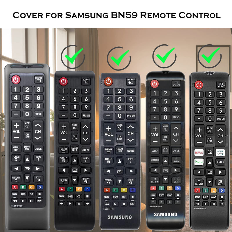 Remote case for Samsung TV Controller, Silicone Remote Cover for BN59-01199F Samsung Remote Control, Smart TV Remote Skin Sleeve Black