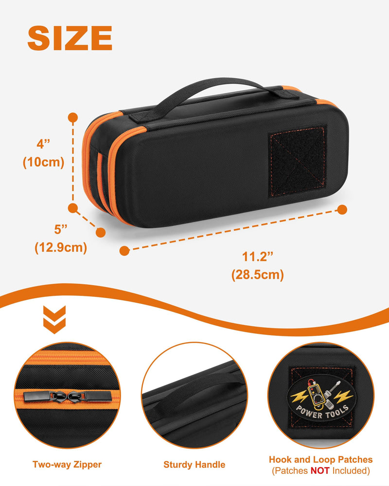 Hard Tool Carrying Case Compatible with Klein Tools 80101/ET310 AC Circuit Breaker Finder, Fluke Digital Multimeter/325 Clamp Multimeter, Electric Tester Bag with Zipper, Black (Empty Bag)