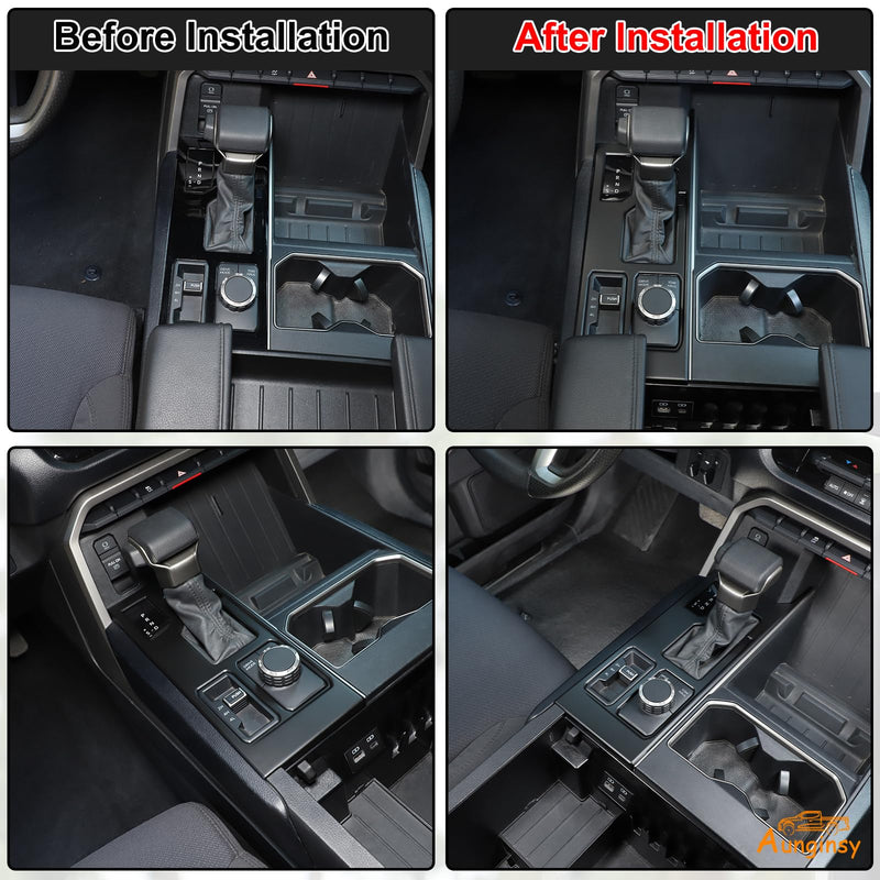 Aunginsy Central Control Gear Shift Panel Trim Cover Compatible with Toyota Tundra/Sequoia 2022-2025 Truck Gear Shifter Console Anti-Scratch Panel Frame Decorative Sticker Protection ABS Accessories Matte Black With 4WD