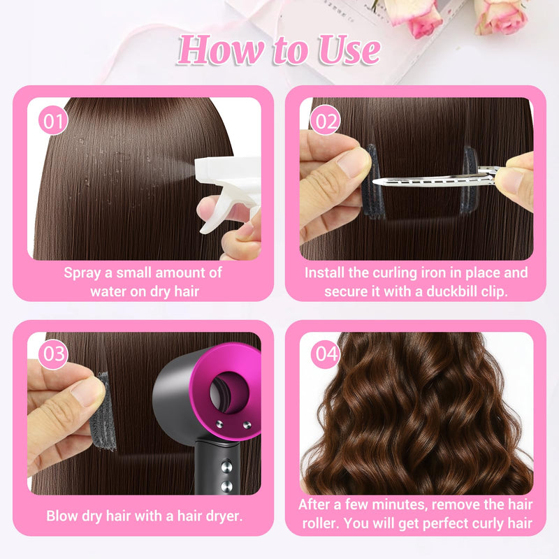 28 Pcs Self Grip Hair Rollers Set with Clips, Heatless Curlers for Short, Medium and Long Hair, Salon Hairdressing Rollers for Hair Volume, DIY Styling Tools for Women