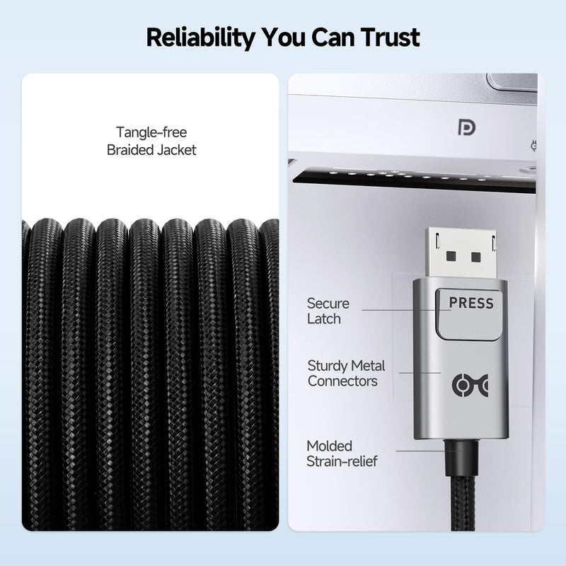 Cable Matters 40Gbps Bi-Directional USB-C to DisplayPort 2.1 Cable - 1.8m / 6ft, DP40 (UHBR10), 8K@120Hz / 4K@480Hz, DisplayPort to USB C Cable for DP Alt Mode Devices (No Power Delivery)