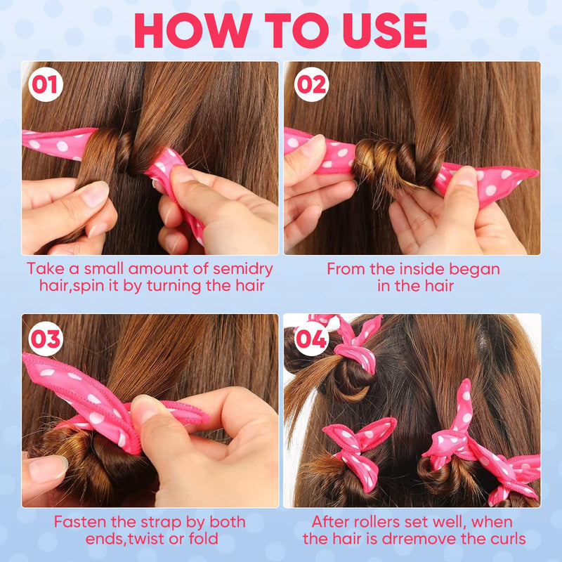 24 Pack Soft Sponge Heatless Hair Curlers For Overnight Curls | Retro Polka-Dot Sleep Rollers For Short And Long Hair, No Heat Needed