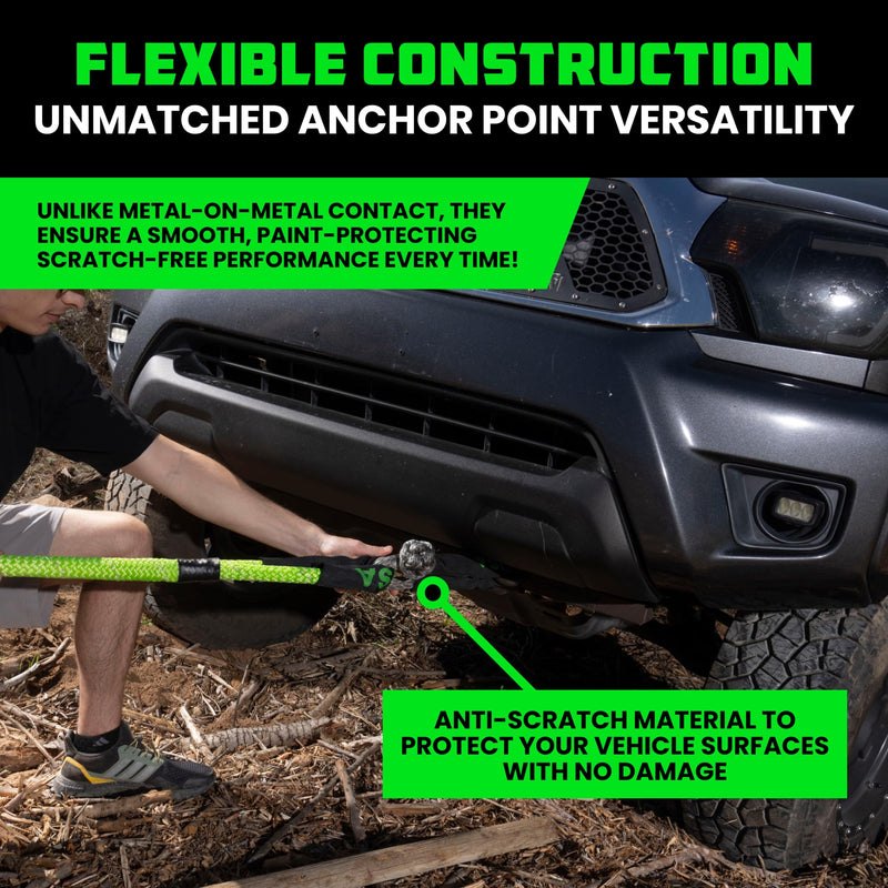 Rhino USA Synthetic Soft Shackle Rope (2-Pack) - 1/2 Inch x 22 Inch (44,050lb Min Break Strength) Offroad Soft Shackle Recovery Kit for Truck, UTV, ATV - Compatible with Jeep, Toyota, Ford & More! Gray 1/2 inch - 2 PK