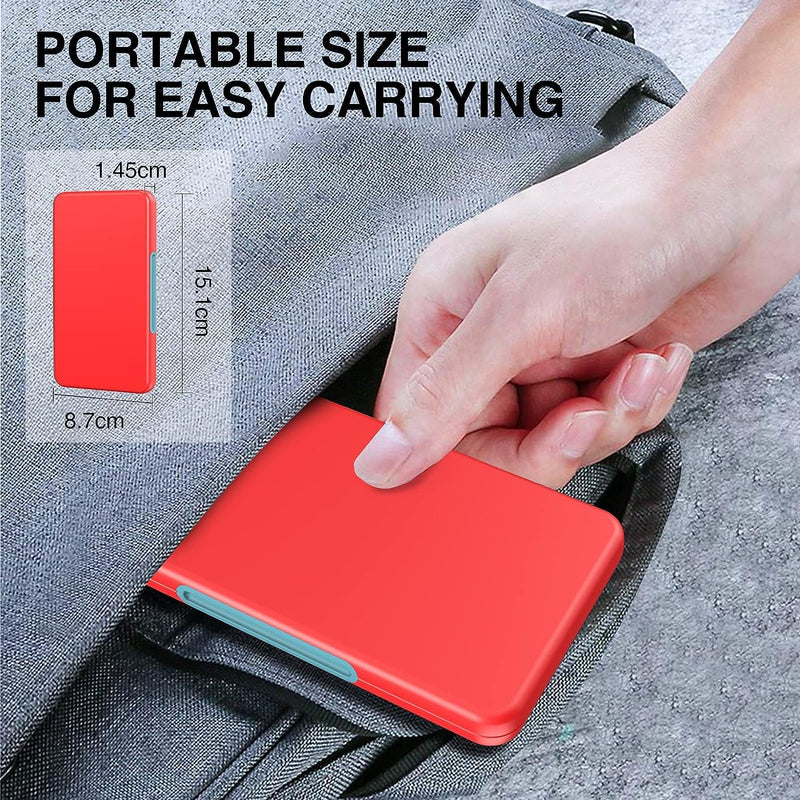 HEIYING SD Card Holder for Memory SD Card and Micro Card, Portable SD Card Holder SD SDHC SDXC TF Card Storage with 20 SD Cards Slots & 20 Micro SD Cards Slots. Red