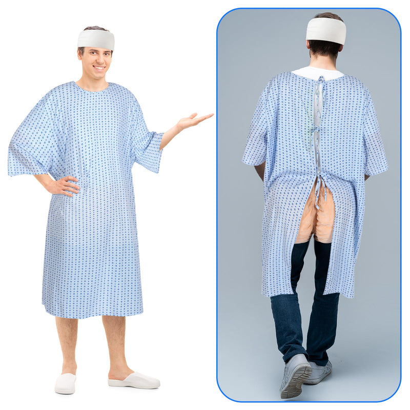 Liitrsh 3 Pcs Patient Gown Party Costume Set Unisex Funny Mardi Gras Cosplay Hospital Gown Butt Cheeks Costume Bandage for Cosplay Dress up Party Blue