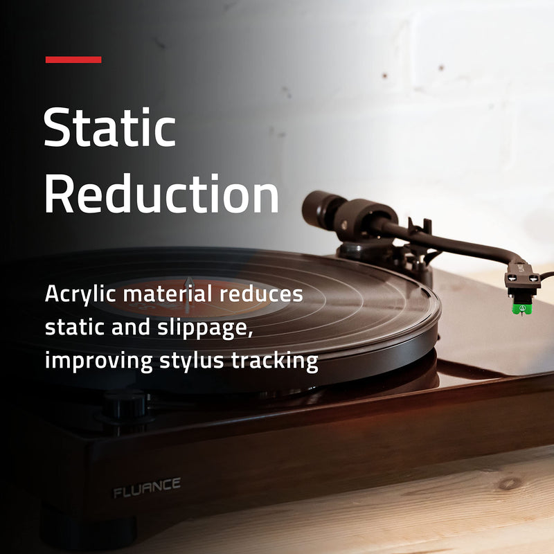 Fluance Acrylic Platter Mat for Turntables - Reduces Vibrations for Improved Sound Clarity for Vinyl Record Playback, Antistatic, Precision Machined, Compatible with 12" Record Players (PM50)