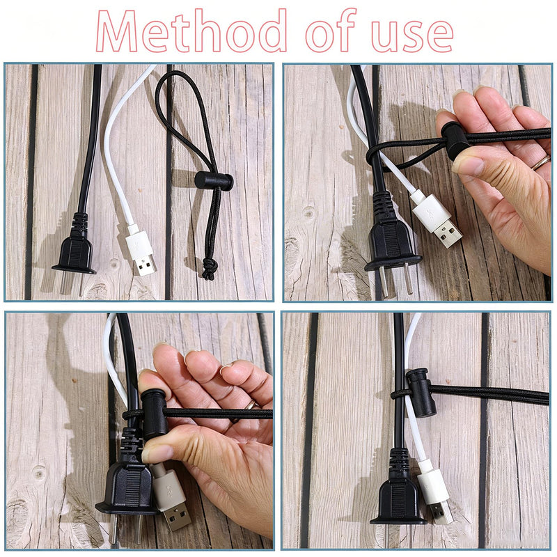 Reusable Elastic Cable Tie with Adjustable, Cable Strap Toggle Tie | 10pcs Keep cords neat and tangle-free with this reusable, adjustable elastic strap—soft on cables, tool-free 10pcs Black