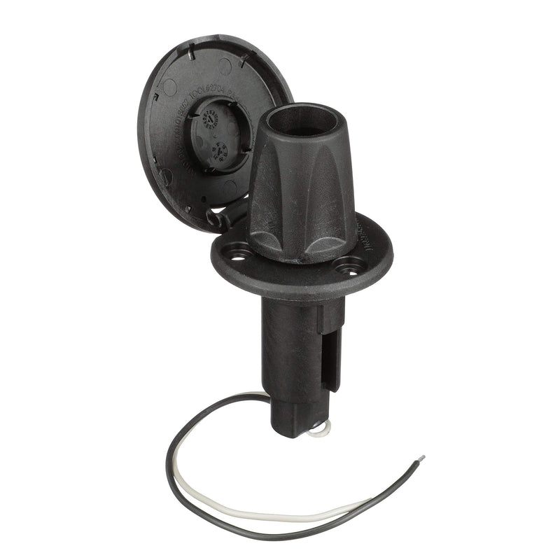 attwood LightArmor 910R Series Round Plug-In Light Base — For All-Around Pole Light, 2-Pin, Black Stainless Cover, 910R2PSB-7 One size 2-Pin Connection