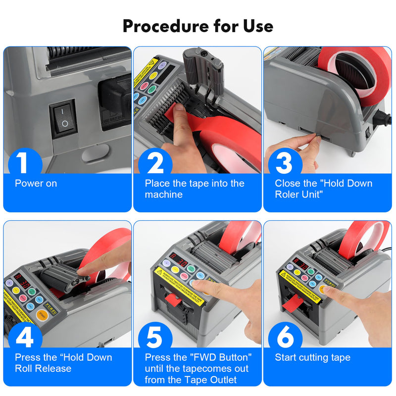 Ribbon Cutting Machine, Semi-Automatic Tape Dispenser, 6-60mm Width, 5-999mm Length, Ideal for Shipping, Schools, Restaurants, Business & Home