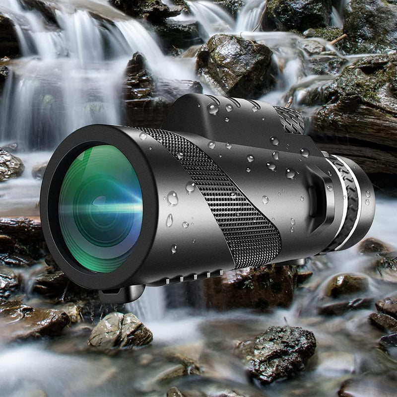 Monocular Telescope with Smartphone Adapter, HD BAK-4 Prism, Handheld Monoculars for Adults Bird Watching Hunting Hiking, Black
