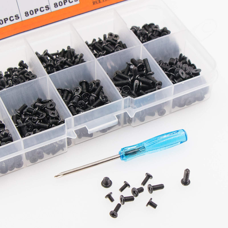 800pcs Small Replacement M2 M2.5 M3 Laptop Notebook Computer Screws Set Kit for IBM HP Dell Samsung Sony Toshiba Gateway Acer Lenovo (10 Sizes)