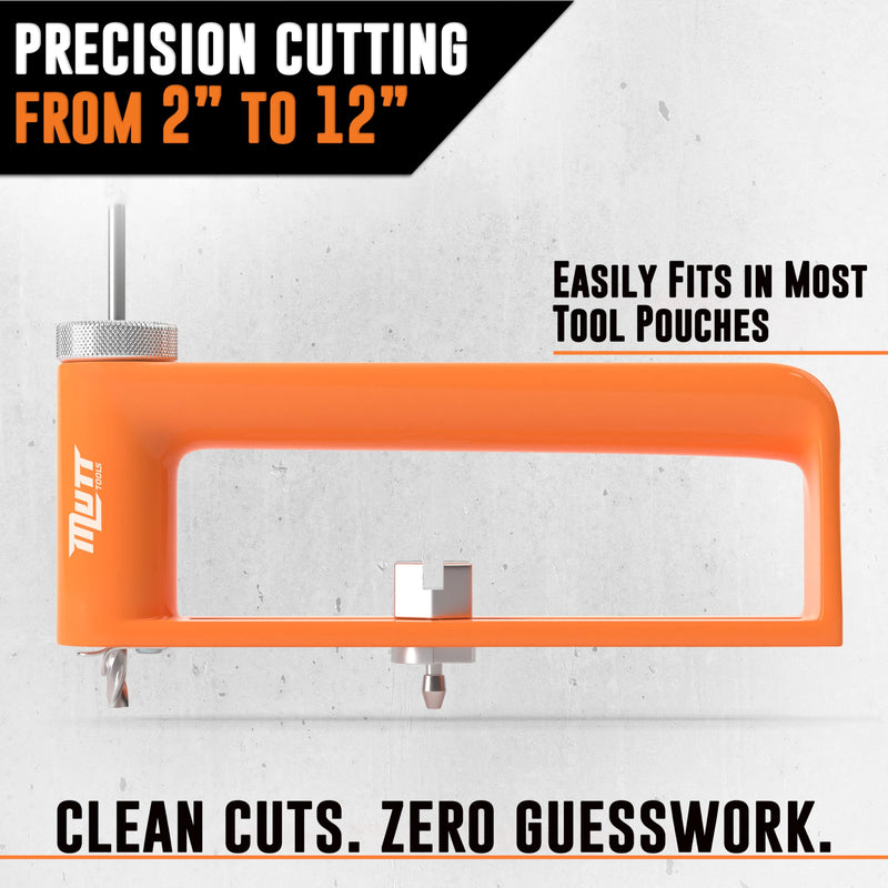 Mutt Tools Adjustable Hole Cutter for Metal – Cuts 2–12" Holes in 24ga Steel & 26ga Stainless – Heavy Duty Tool for HVAC, Duct Work, Electrical & Ceiling Installs