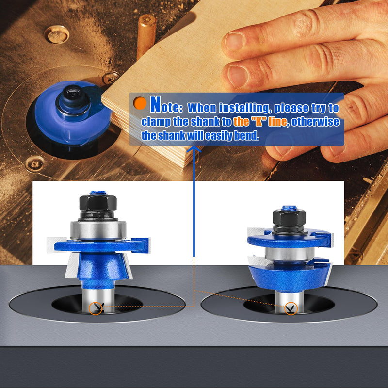 2Pcs Shaker Style Rail and Stile Router Bits Set 1/2 Inch Shank,Professional Carbide Shaker Door Raised Panel Router Bit Set for Cabinet Doors Shaker - Up to 7/8" Stock