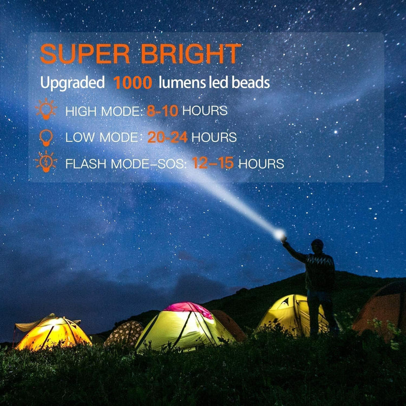 BUYSIGHT Rechargeable Spotlight, 1000,000 -Lumen Spot Lights Hand held Large Flashlight Handheld Spotlight Lightweight and Super Bright Flashlight (Aluminium_Alloy Black) Aluminium_Alloy Black