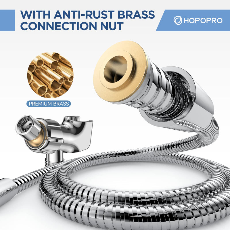 6-Mode High Pressure Handheld Shower Head Set, Consumer Reports Recommended HOPOPRO High Flow Hand Held Showerhead with 59 Inch Hose Bracket Teflon Tape Rubber Washers 6 Modes Luxury Chrome