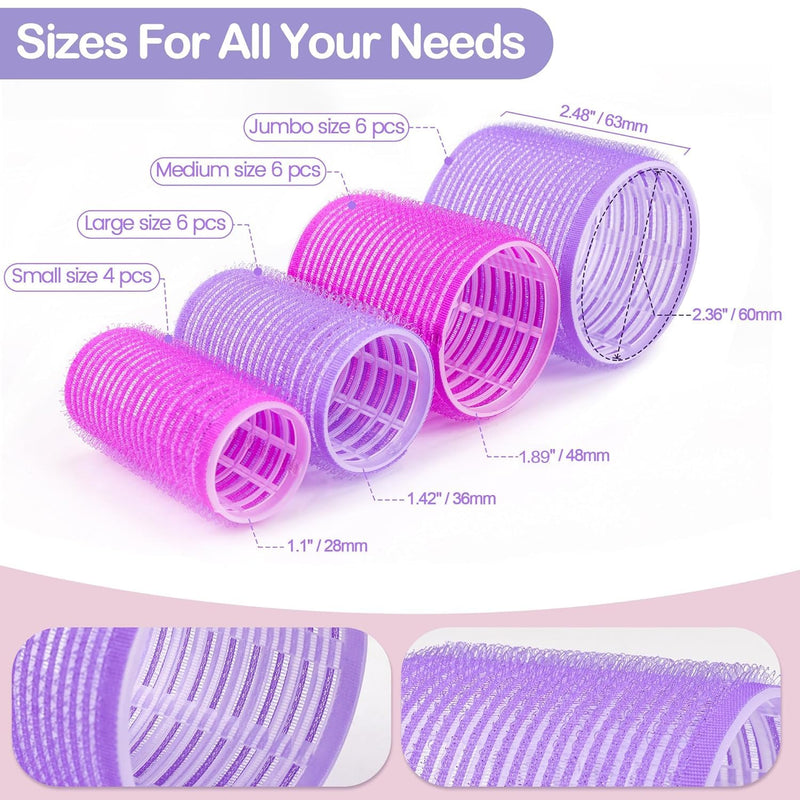 50PCS Hair Rollers Set,Hair Curlers Rollers with Clips - eco-friendly Nylon Material,4-sizes for Various Curls - Perfect for Styling and Volume,60 45 36 25mm/24pc rollers & 24pc Curl Clips